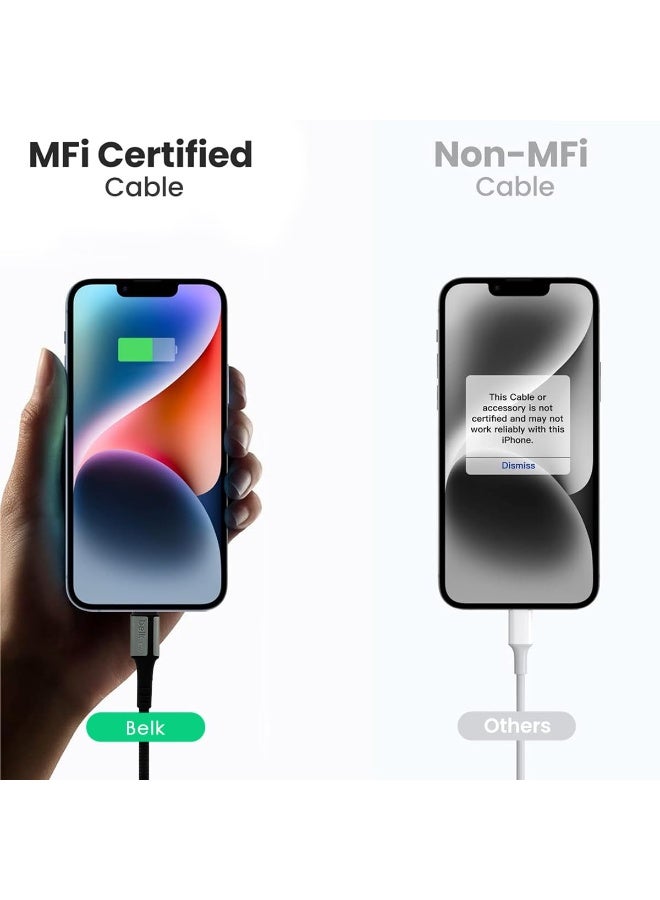 بيلك كابل Belk USB Type-C إلى Type-C بطول 3 أمتار (300 سم) يدعم الشحن السريع بقوة 60 واط ونقل البيانات بسرعة 480 ميجابت في الثانية، مصنوع من النايلون المضفر عالي المتانة، مناسب للهواتف الذكية والأجهزة اللوحية وأجهزة الكمبيوتر المحمولة وبنوك الطاقة والشواحن والملحقات. - Image 3